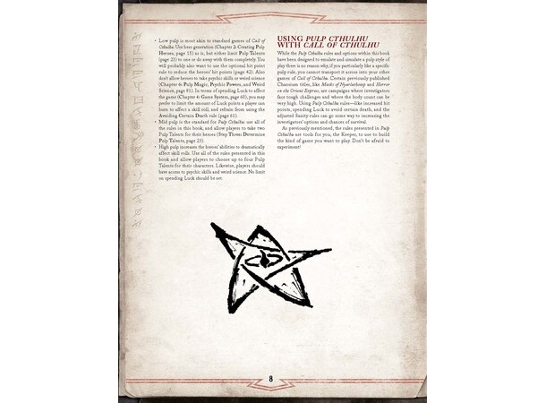 Pulp Cthulhu RPG Core Book Call of Cthulhu RPG Supplement 