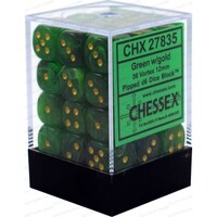 Terning D6 12 mm 36 stk. Grøn/Guld Chessex 27835 D6 Dice Block