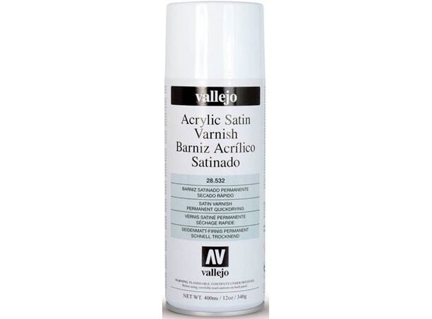 Vallejo Acrylic Satin Varnish 400 ml Satineret/halvmat klarlak i spraydåse 