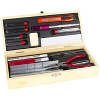 Deluxe kniv- og værktøjssæt Eksklusivt værktøjssæt til hobby