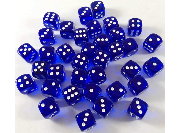 Terning D6 12 mm 36 stk. Blå/Hvid Chessex 23806 D6 Dice Block 