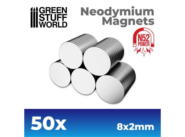 Neodymium-magnet 8x2 mm - 50 stk Green Stuff World 