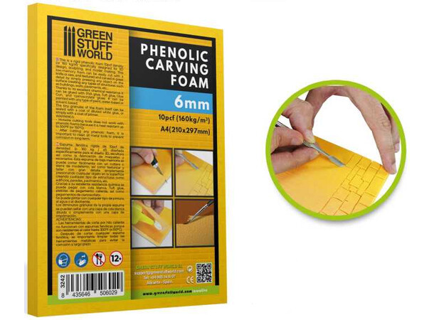Phenolic Carving Foam 6 mm - A4 (2 stk) Green Stuff World 