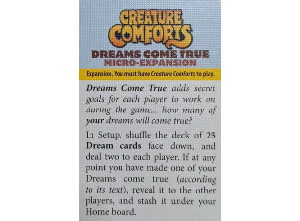 Creature Comforts Dreams Come True Exp Ekspansion til Creature Comforts 