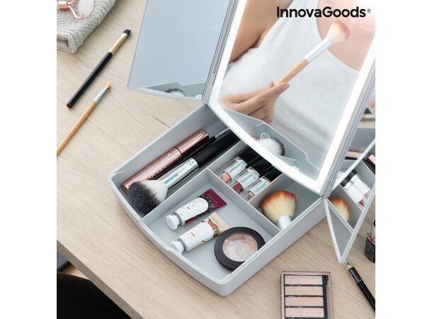 Panomir 3-i-1 LED-makeup-spejl/æske 