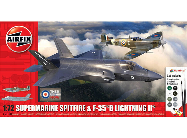 Spitfire/F-35B Lightning II Startpakke Airfix 1:72 Byggesæt 22 cm Then and Now 