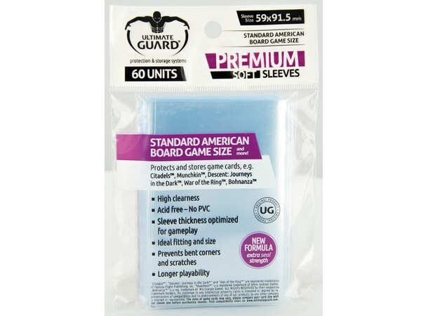Brætspil Kortbeskyttere 60 stk 59x91,5 US Standard - Ultimate Guard 