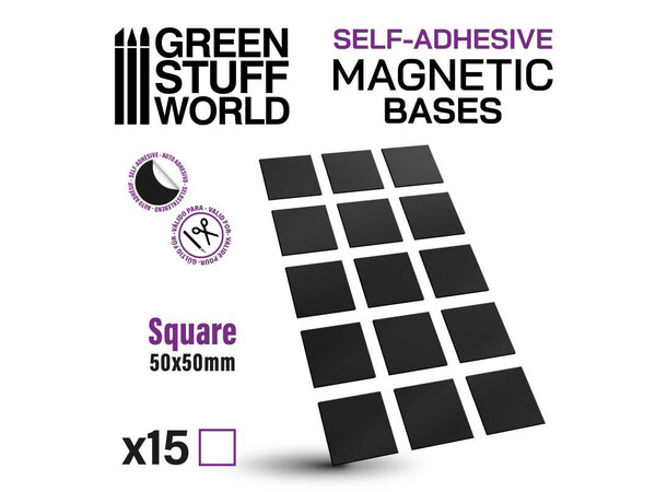 Magnetiske baser - 50x50 mm (15 stk) Green Stuff World 