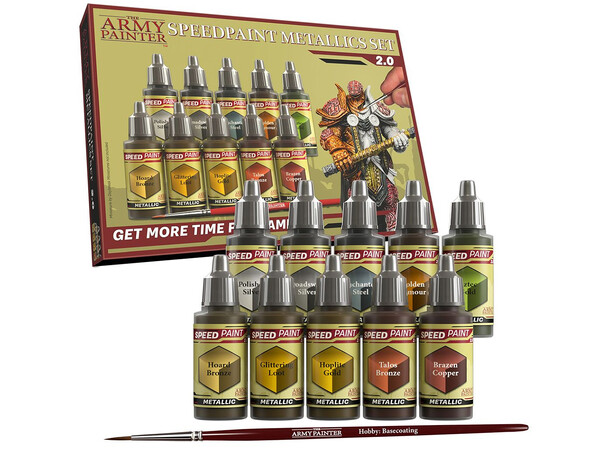 Army Painter Speedpaint Metallic-sæt 2.0 10 malinger + 1 pensel 