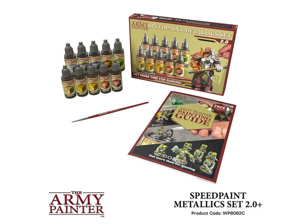 Army Painter Speedpaint Metallic-sæt 2.0 10 malinger + 1 pensel 