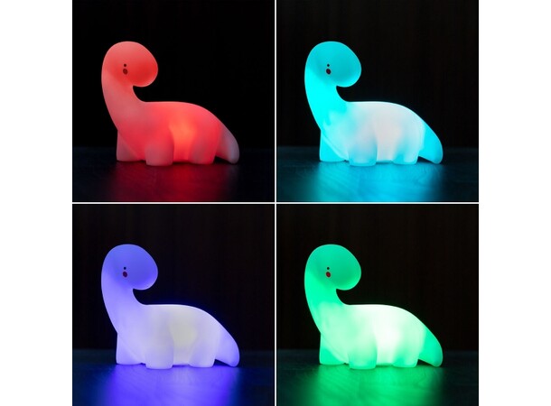 Dinosaur natlampe 12 cm Batteridrevet, farveskiftende LED 