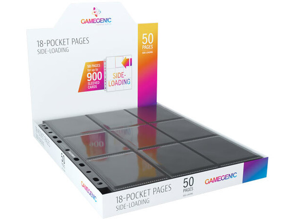 Plastlomme 18-Pocket Side Load Sort x50 Gamegenic - Passer Double Sleeve 