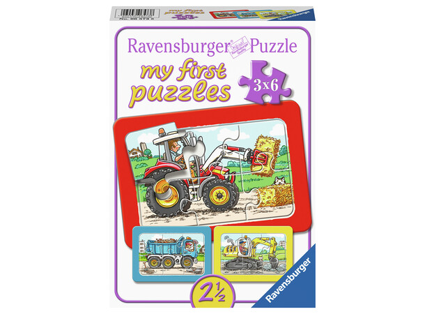 Store gravemaskiner Puslespil 3x6 brikke Ravensburger My First Puzzles 