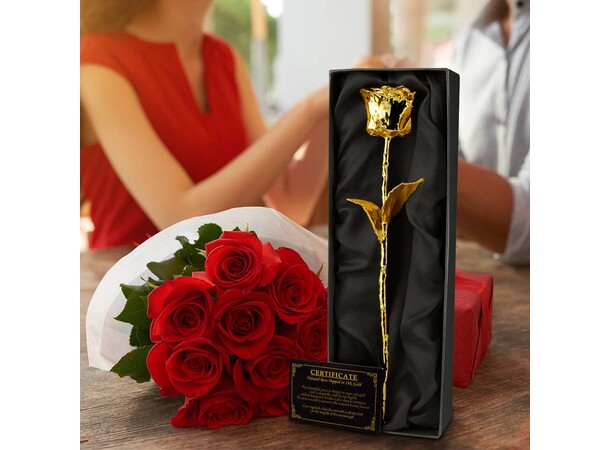 24K Golden Rose med gaveæske 