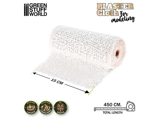 Hobby Plaster Cloth Gipsduk 15x450 cm Klar til brug, skal kun fugtes 