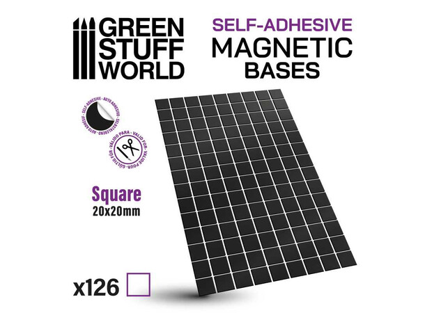Magnetiske baser - 20x20 mm (126 stk) Green Stuff World 