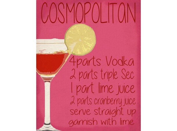 Metalskilt Cosmopolitan Recipe 20 x 25 cm 
