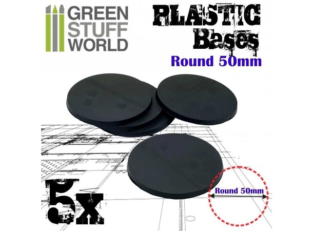 Plastbaser Sort Rund - 50 mm (5 stk) Green Stuff World 