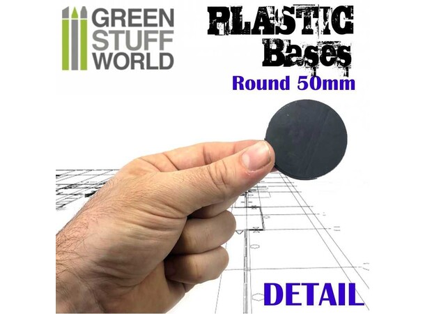 Plastbaser Sort Rund - 50 mm (5 stk) Green Stuff World 
