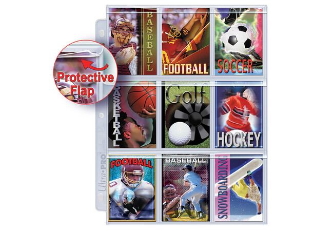 Plastlomme 9-Pocket m/ klap - 100 stk Ultra Pro Premium Secure Pages 