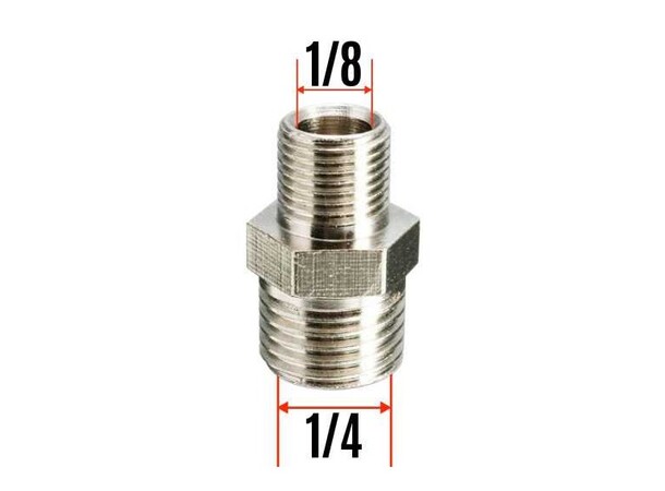 Airbrush-adapter 1/4" han til 1/8" han 1/8" PT x 1/4" PS 