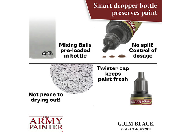 Speedpaint 2.0 Grim Black Army Painter - 18 ml 