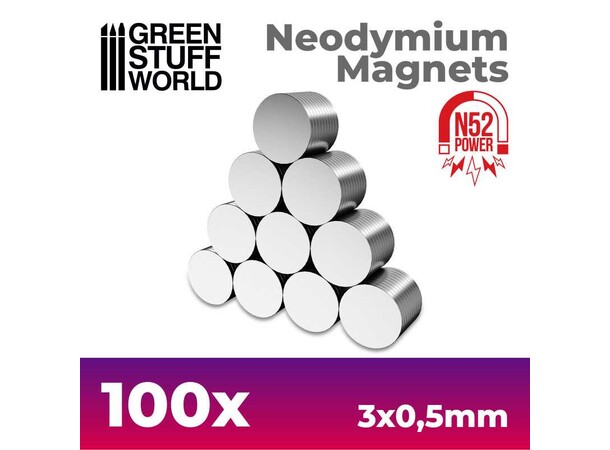 Neodymium-magnet 3x0,5 mm – 100 stk Green Stuff World 