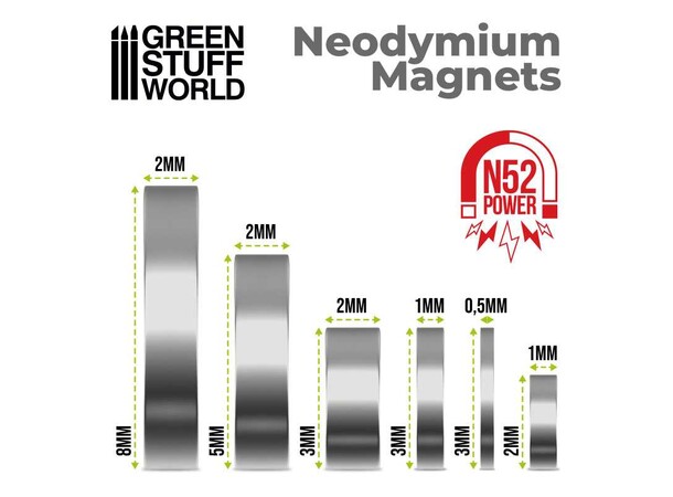 Neodymium-magnet 3x0,5 mm – 100 stk Green Stuff World 