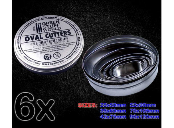 Oval Cutters for Bases (6 stk) Green Stuff World 