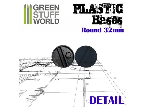 Plastbaser Sort Rund - 32 mm (20 stk) Green Stuff World 
