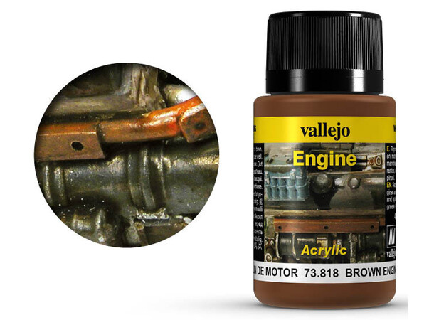 Vallejo Engine Brown Engine Soot - 40 ml Weathering Effects - Acrylic 