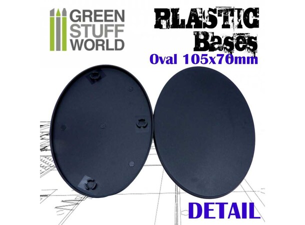 Plastbaser Sort Oval 105x70 mm (4 stk) 