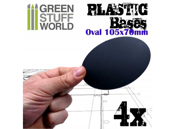 Plastbaser Sort Oval 105x70 mm (4 stk) 