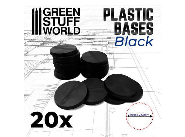 Plastbaser Sort Rund - 28,5 mm (20 stk) Green Stuff World 