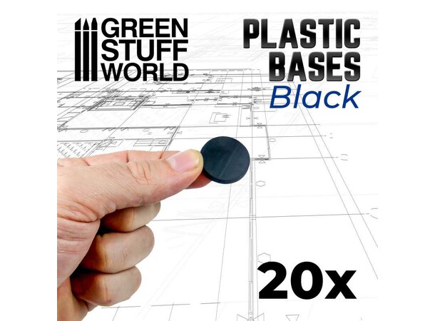 Plastbaser Sort Rund - 28 mm (20 stk) Green Stuff World 