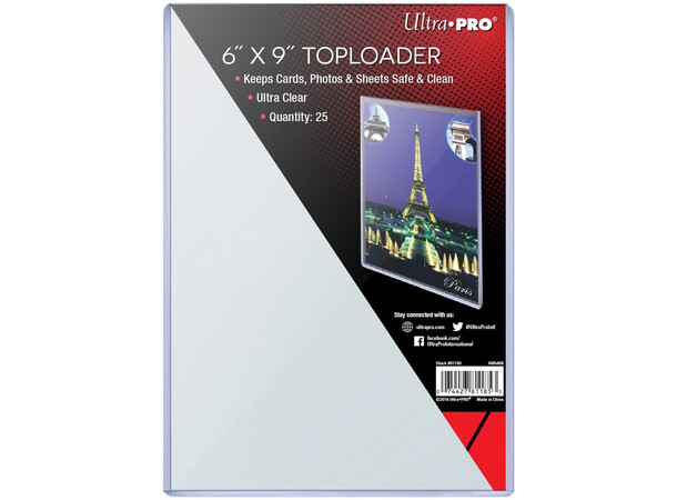 Toploader 6x9 til oversize-kort - 25 stk Ultra Pro - 152,4 x 228,6 mm 