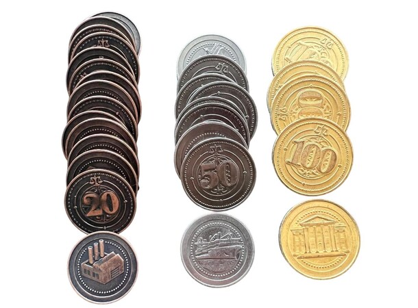 Metal Coins Industrial - 30 stk Mayday Games - Board Game Upgrade Set 