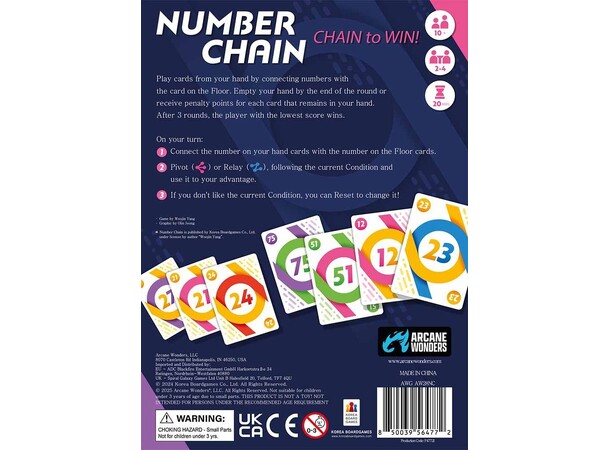Number Chain Kortspil 