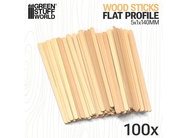 Flat Birch Wood Strips 5 mm x 100 Green Stuff World 