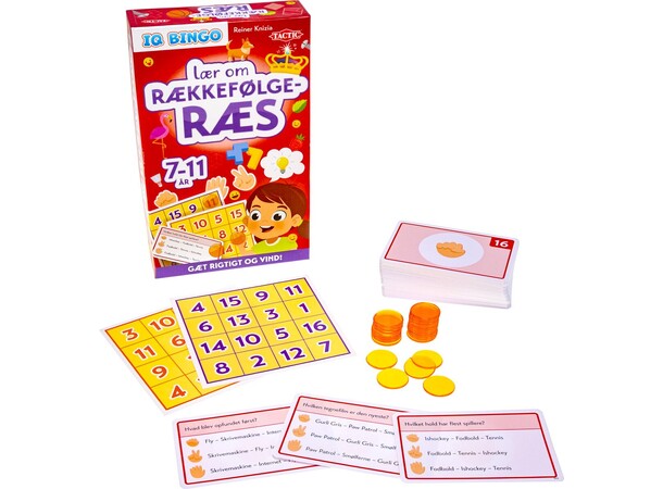 Lær om Rækkefølge Ræs IQ Bingo Brætspil Dansk udgave 