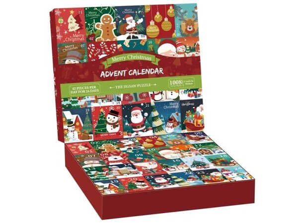 Puslespil Julekalender 24 Motiver Advent Calendar - 1008 dele 