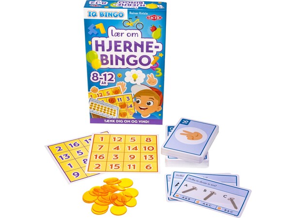 Lær om Hjernebingo IQ Bingo Brætspil Dansk udgave 