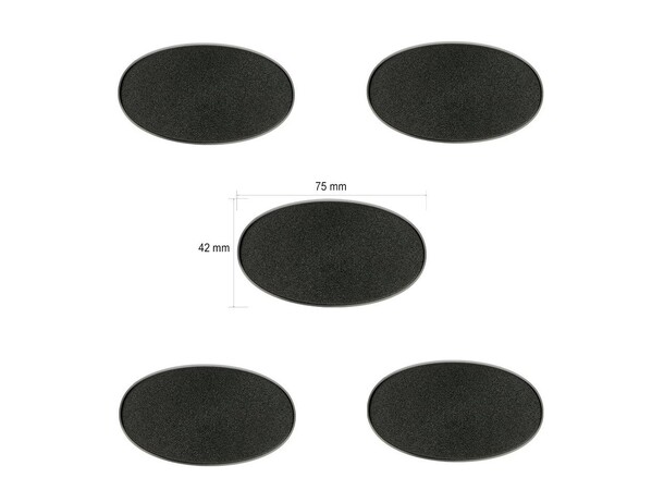 Plastbaser Sort Oval 75x42 mm (5 stk) 
