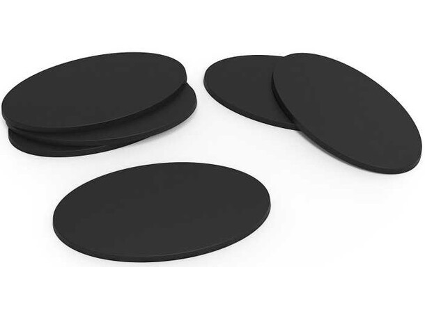 Plastbaser Sort Oval  90x52 mm (6 stk) 