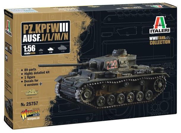 Pz.Kpfw. III Ausf. J/L/M/N Italeri 1:56 byggesæt 