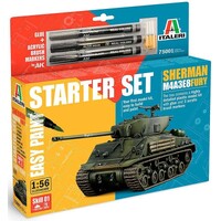 M4A3E8 Sherman Fury Starter Set Italeri 1:56 Byggesæt