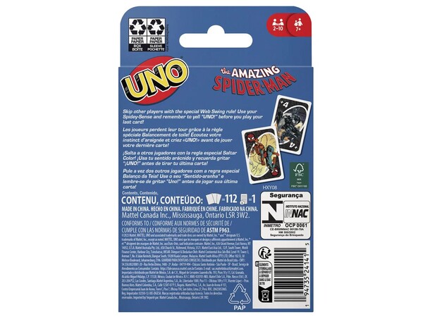 UNO Spiderman Kortspil Dansk udgave 