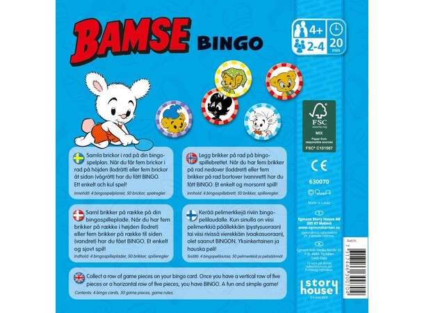 Bamse Bingo Brætspil Dansk udgave 
