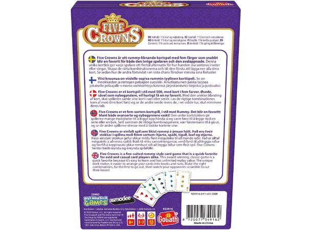 Five Crowns Kortspil - 2025 Dansk udgave 