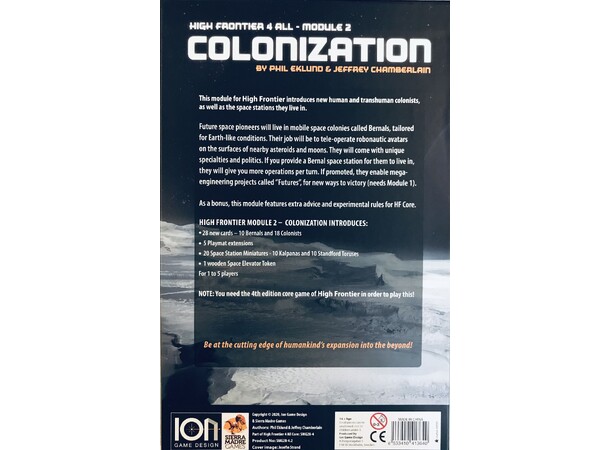 High Frontier Colonization Expansion Ekspansion til High Frontier 4 All 